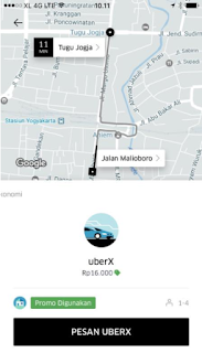 Layanan Uber X di Jogja