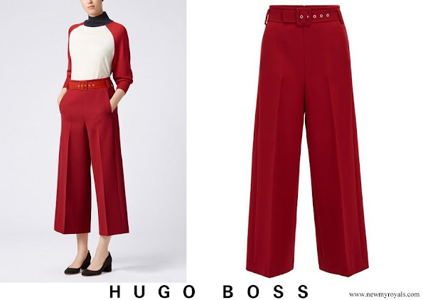Queen Letizia wore Hugo Boss Trima cropped wide leg trousers
