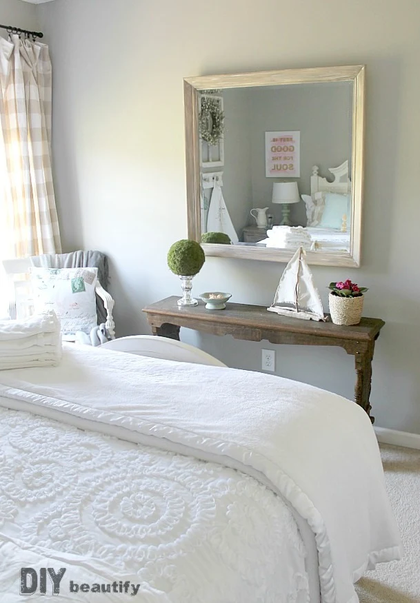 I completely transformed an empty room into a charming Guest Retreat. You've got to see this space now, all the details are at DIY beautify!
