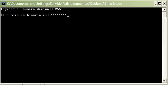 Programacion C++ Java C#: Convertir números decimales a binarios en C++