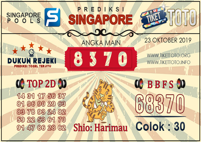 Prediksi Togel SINGAPORE TIKETTOTO 23 OKTOBER 2019