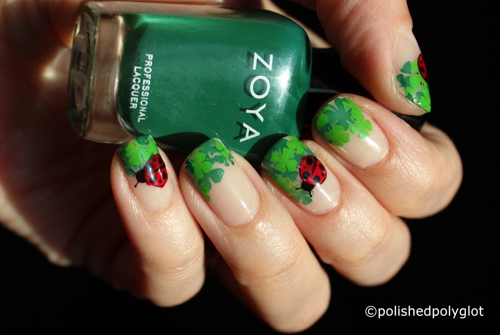 Glittery Green Four Leaf Clover Nails - wide 7