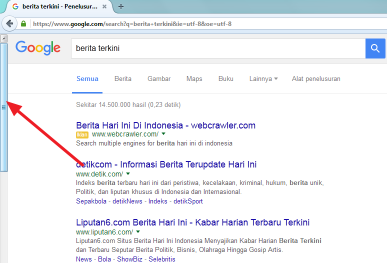 Cara memindahkan scroll bar browser Mozilla firefox dari kanan ke kiri