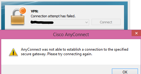 Cisco Anyconnect Was Not Able To Establish