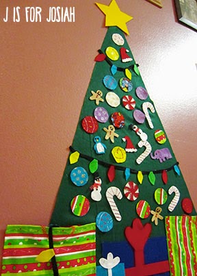 J is for Josiah: Felt Christmas Tree with Gift Bag 