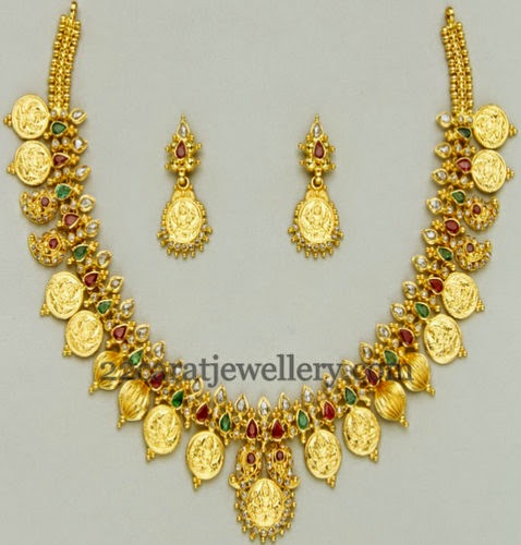 Kasu Paisley Motif Combined Necklace - Jewellery Designs