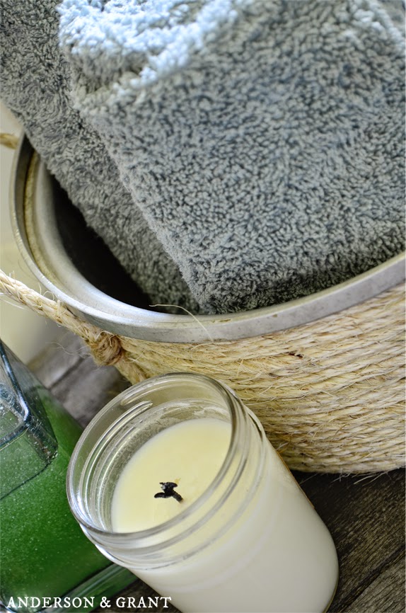 An old saucepot has been turned into a decorative storage basket....fast and easy DIY! | www.andersonandgrant.com