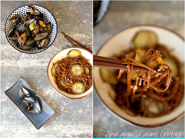 Moules au gingembre et nouilles soba 