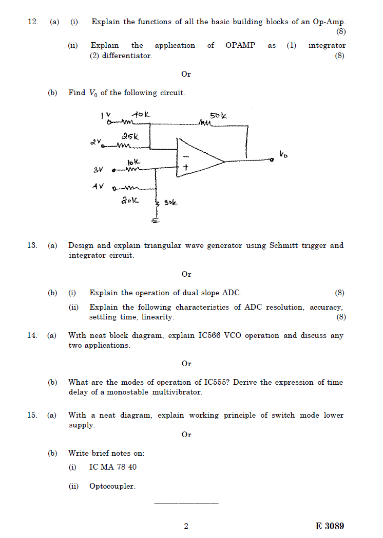 EE2254 Linear Integrated Circuits and Applications April May 2010 Question Paper University