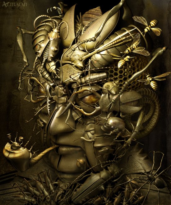 As surreais e sombrias ilustrações em 3D misturando o gótico e o steampunk de Kazuhiko Nakamura Kazuhiko Nakamura arte deviantart ilustrações modelos 3D surreal steampunk cyberpunk sombrio bizarro