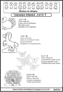 Tabuada rimada Tabuada rimada e ilustrada fato 5