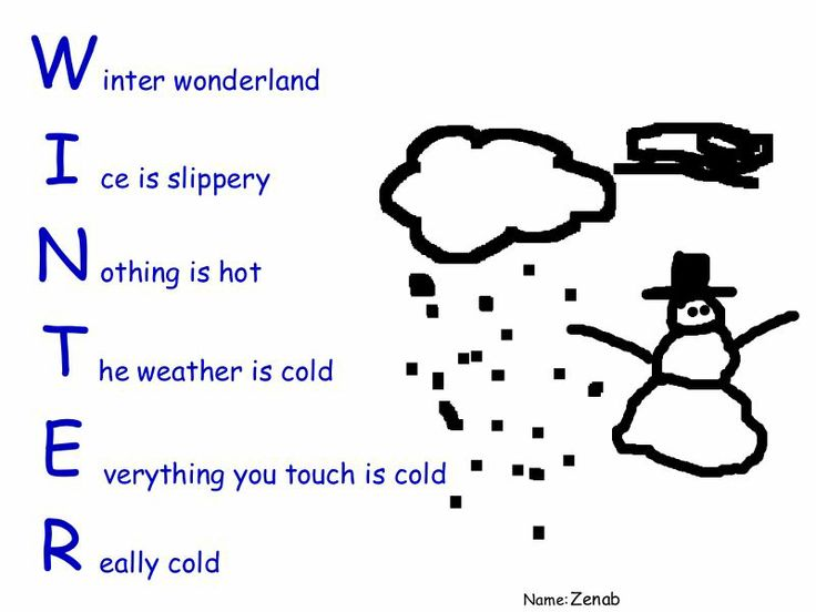 3rdgraders ceip JUAN OCA??A ENGLISH ACROSTIC POEM "WINTER"