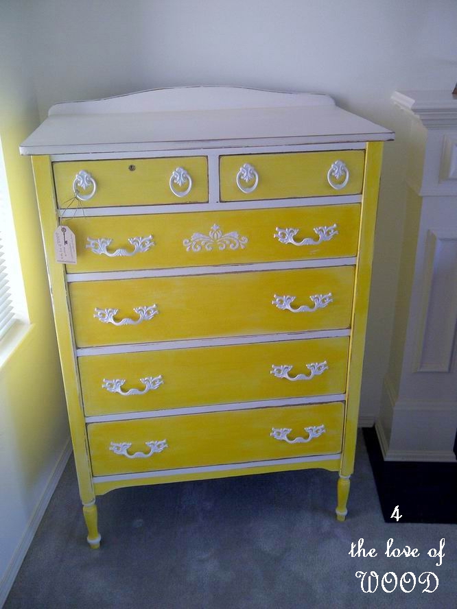 4 the love of wood YELLOW DRESSER & WHITE HARDWARE let the sun shine in
