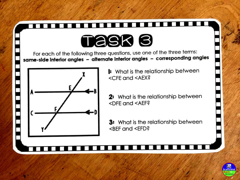 Scaffolded Math and Science: Parallel Lines Cut by a Transversal Poster