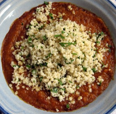 carrot-pinto soup with herbed couscous