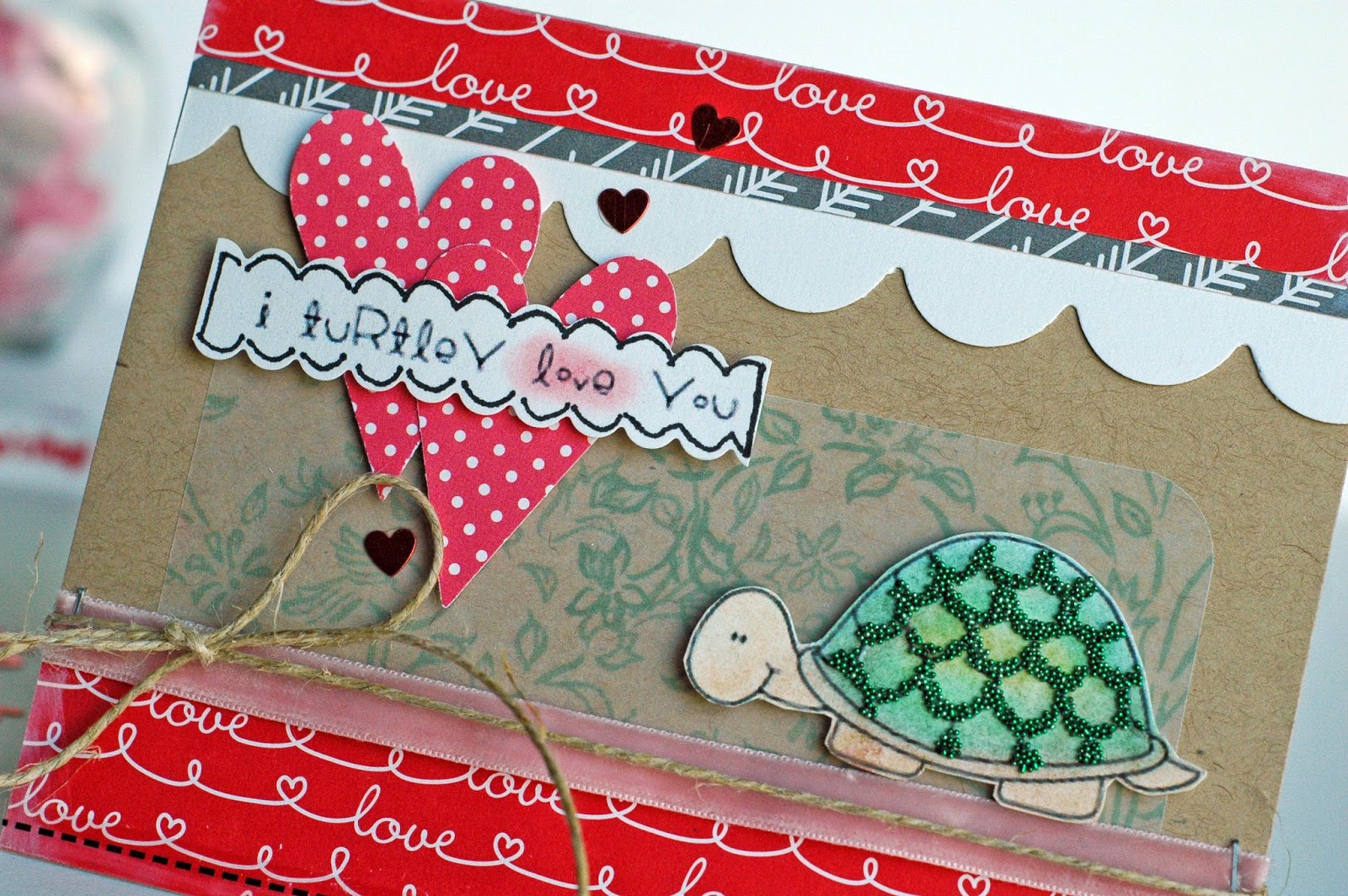 SRM Stickers Blog - I Turtley Love You Card by Cassonda - #janesdoodles #clearstamps #stickers #valentines #card