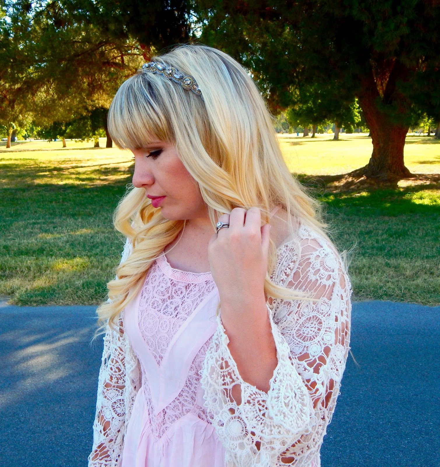 Blush Lace Romper Outfit