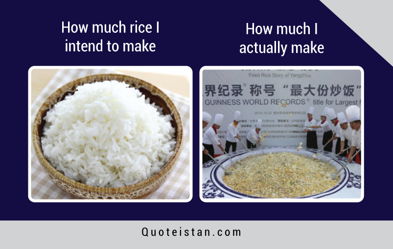 How much rice I intend to make vs How much rice I actually make