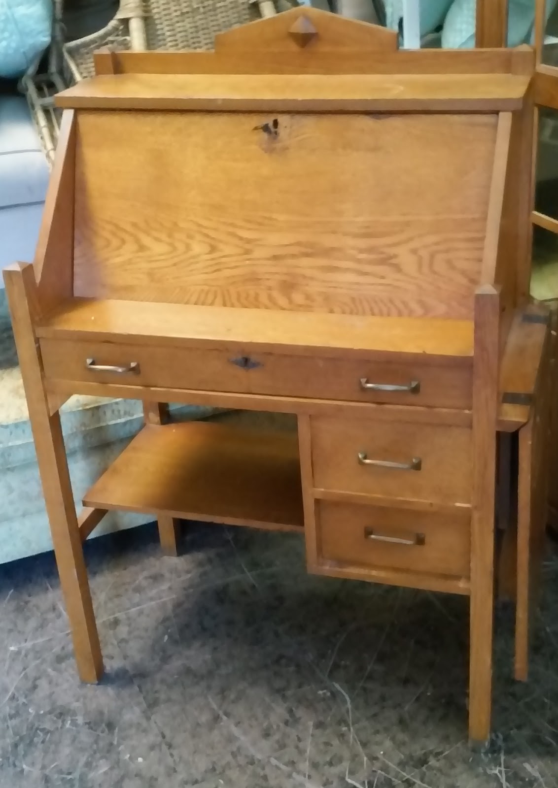 Uhuru Furniture Collectibles Sold Arts Craft Oak Secretary