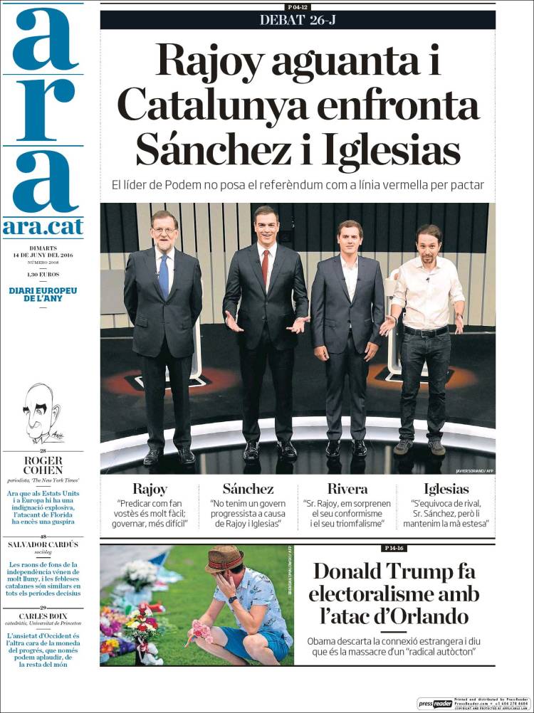 Portada del 'Ara'.