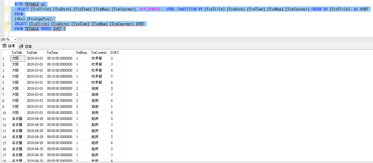 0014DerMiniBlog [SQL Server 2017SSMS] WITH AS、 ROW_NUMBER()、PARTITION