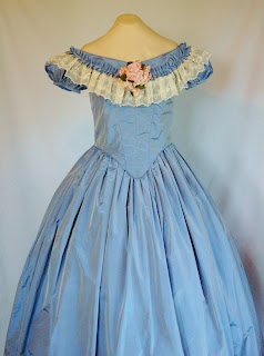 The Story of a Seamstress: Mid-Victorian Blue Silk Ballgown