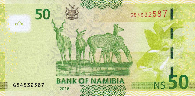 Namibia Money 50 Namibian Dollars banknote 2016 antelope