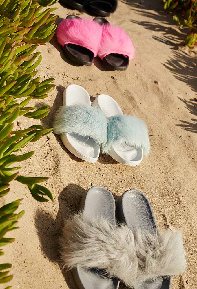 fur slingback sandals