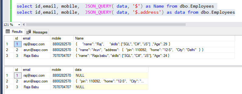 Create table with JSON type in SQL Server 2016. - AspTricks.net