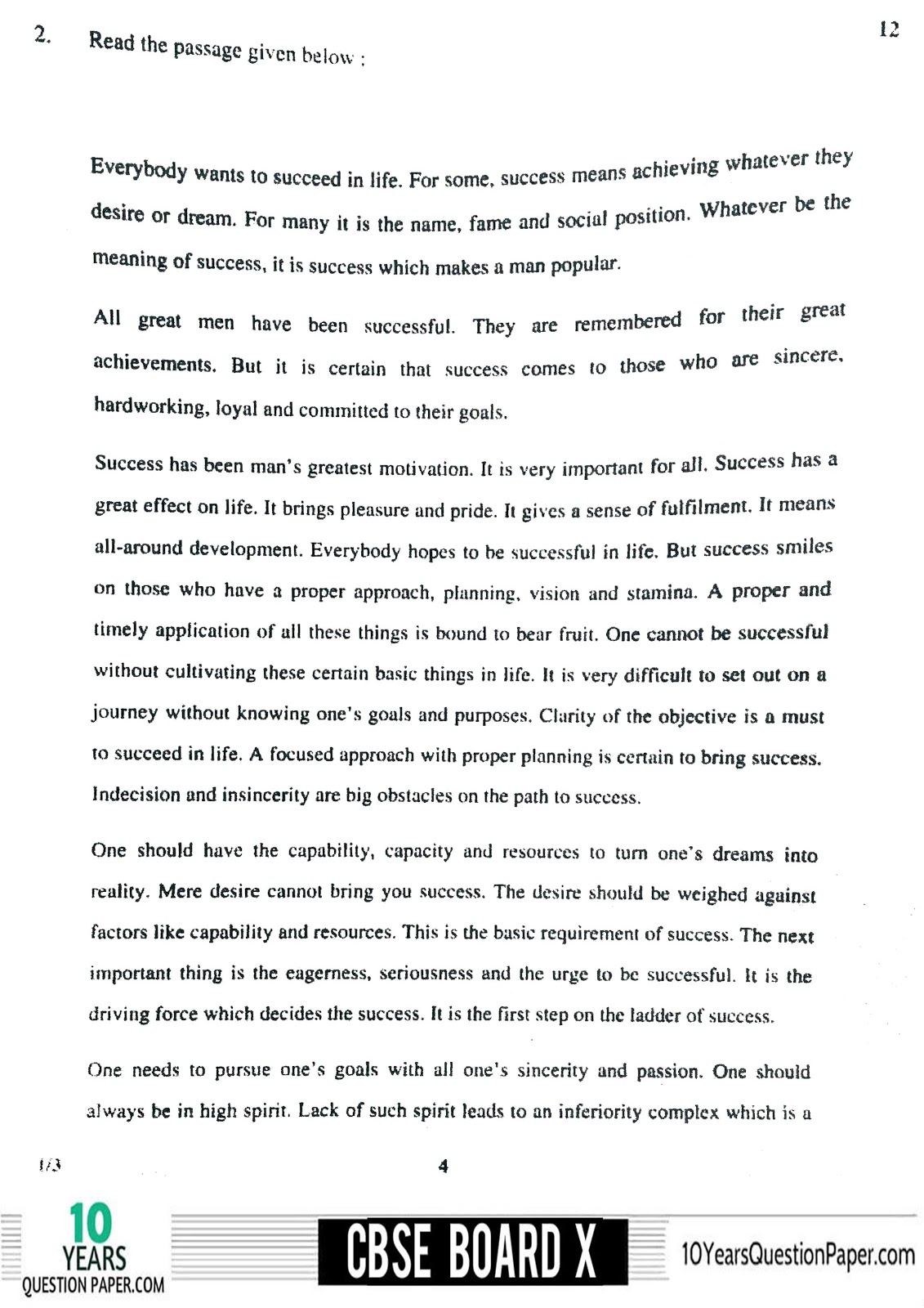 CBSE Class 10 English Communicative board 2018 Question Paper CBSE Board 2018 English Communicative Question paper Class 10 Page-04
