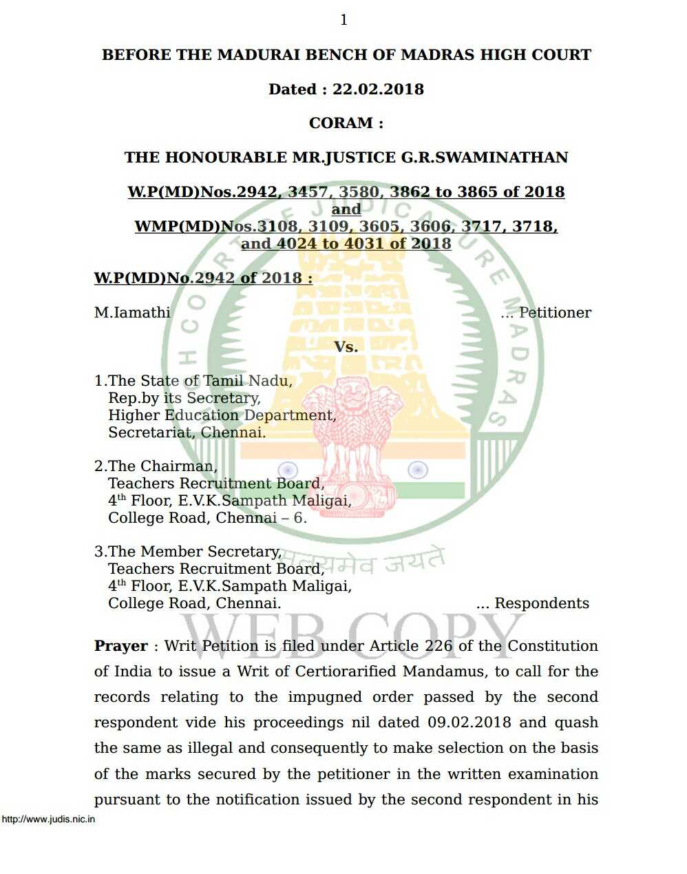 Judgement copy for conducting Reevaluation of 2017 Polytechnic