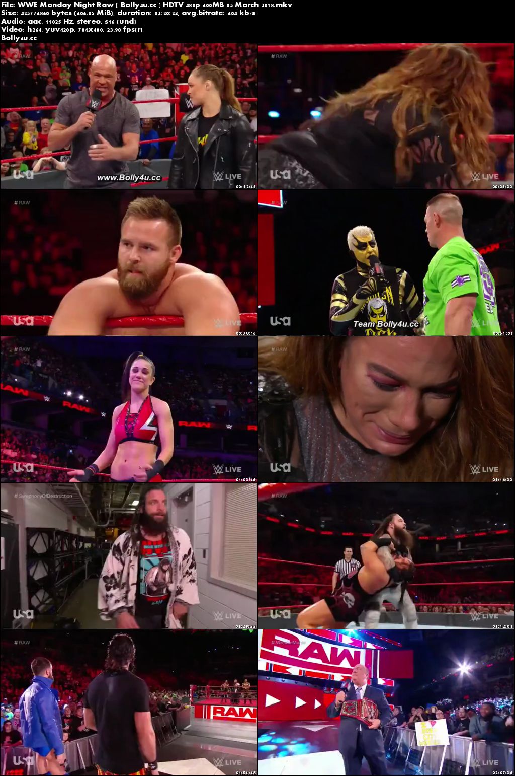 WWE Monday Night Raw HDTV 480p 400MB 05 March 2018 Download