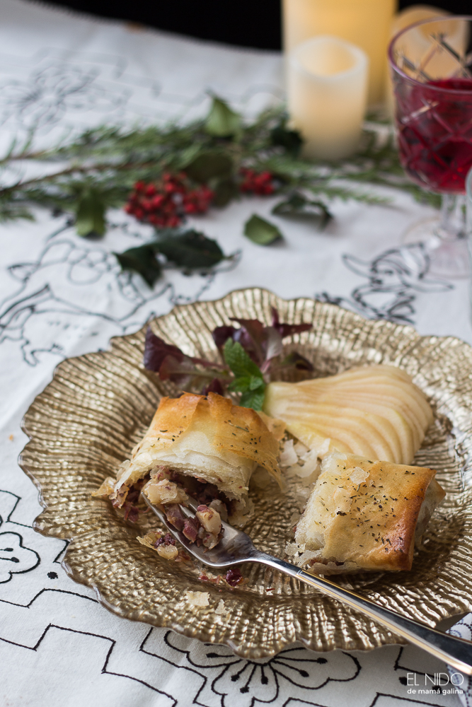 duck and pear rolls