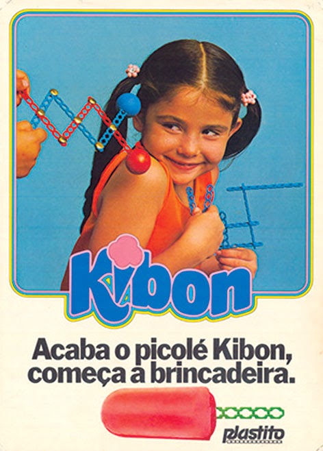 Propaganda do picolé da Kibon em 1972 com palitos que viravam peças de encaixe.