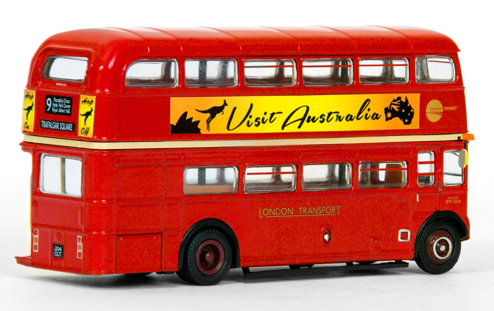 EFE 31513 - AEC Routemaster - London Transport Tower Transit Exclusive First Editions EFE 31513 - AEC Routemaster - London Transport Tower Transit Our model depicts RM 1204, registered 204 CLT working on route 9 to trafalgar Square, and displaying Visit Australia advertising all round.