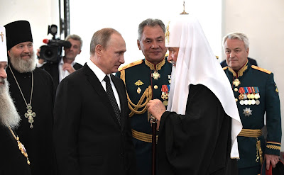 Visit to the Naval Cathedral of St Nicholas in Kronstadt. With Patriarch Kirill of Moscow and All Russia.
