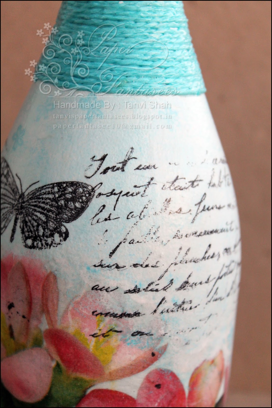 Paper Fantasees The Craft Blog Decoupage Wine bottle