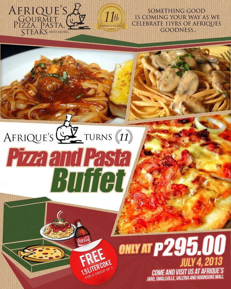 Pizza and Pasta Buffet as Afrique's turns 11