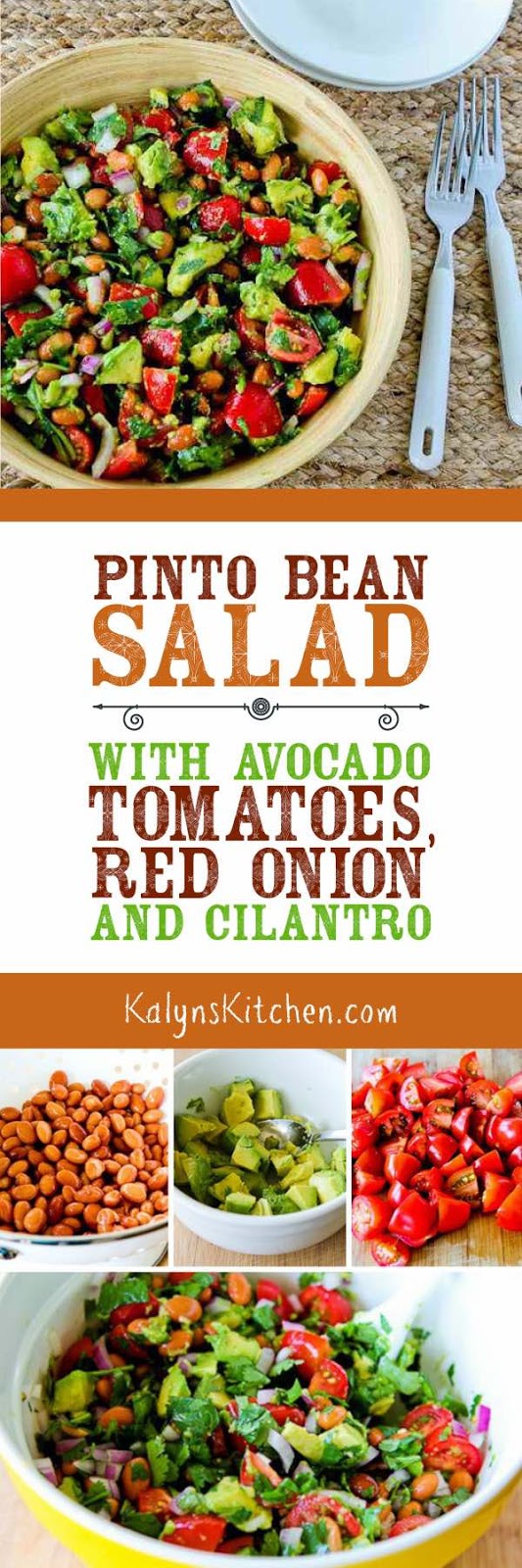 Pinto Bean Salad with Avocado, Tomatoes, Red Onion, and Cilantro