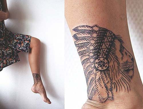 native american lion tattoo for ankle kızılderili aslan dövmesi ayak bileği native american lion tattoo for ankle kızılderili aslan dövmesi ayak bileği