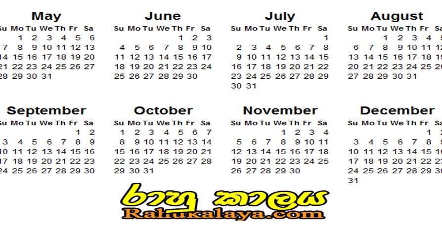 2023 Calendar - Rahu kalaya | රාහු කාලය