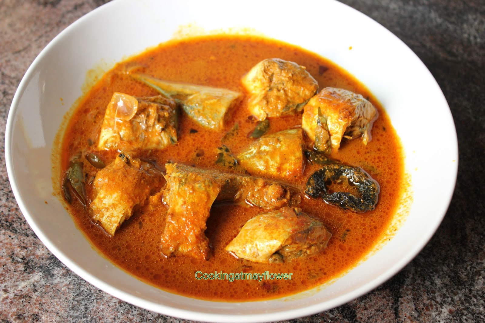 Cooking at Mayflower Kerala Fish curry in coconut gravy / Thenga