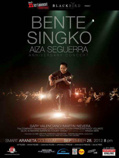 Ticket Prices – Bente Singko Aiza Seguerra Anniversary Concert