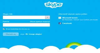 Skype giriş ekranı