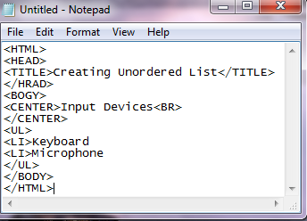 CREATING LISTS ~ HTML COADINGS