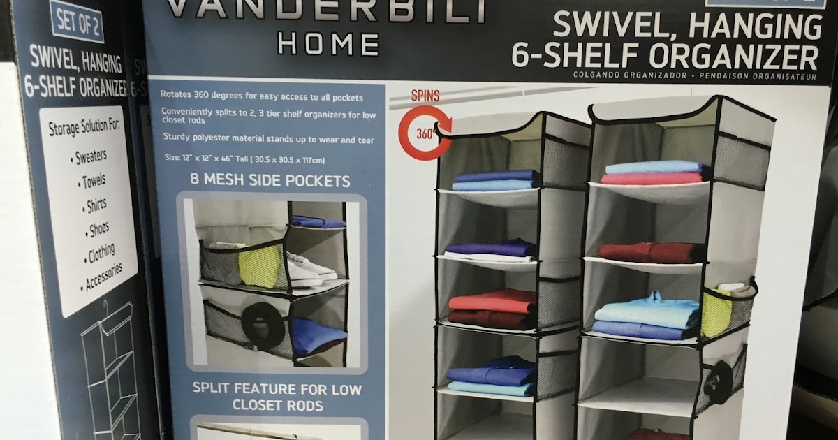 Vanderbilt Home Swivel, Hanging 6Shelf Closet Organizer (set of 2