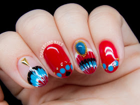 Southwest-inspired gel nail art by @chalkboardnails