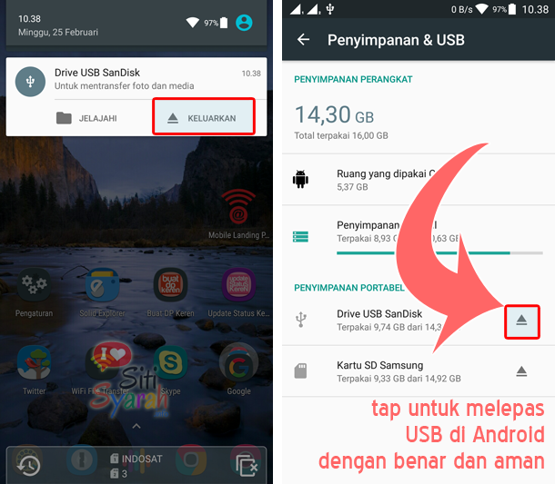 melepas usb di android dengan benar