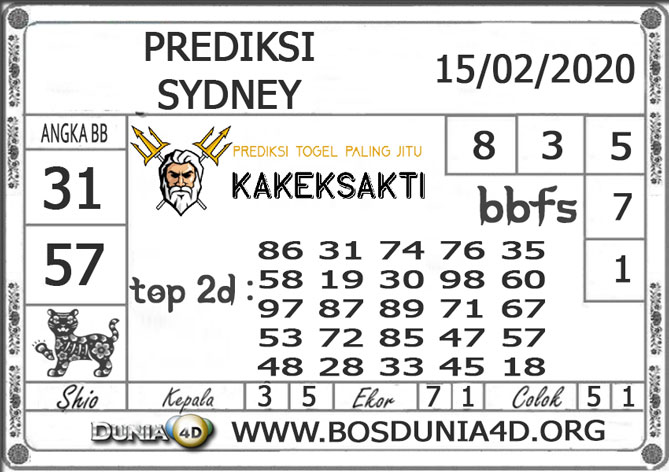 Prediksi Togel SYDNEY DUNIA4D 15 FEBRUARI 2020 Prediksi Togel SYDNEY DUNIA4D 15 FEBRUARI 2020