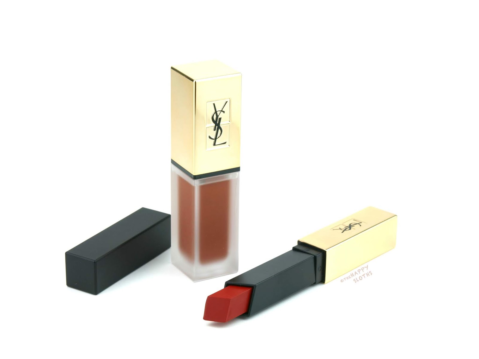 Yves Saint Laurent | Rouge Pur Couture The Slim Matte Lipstick in "21 Rouge Paradoxe" & Tatouage Couture The Metallics Matte Stain in "103 Tribal Copper": Review and Swatches